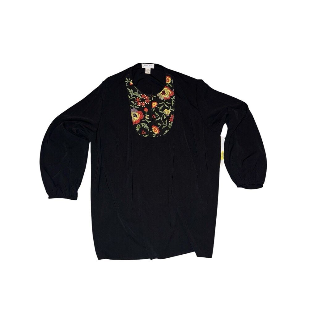 Judith Hart Black Floral Chest Lightweight Sz 20W Tunic‎ Blouse Top Formal New